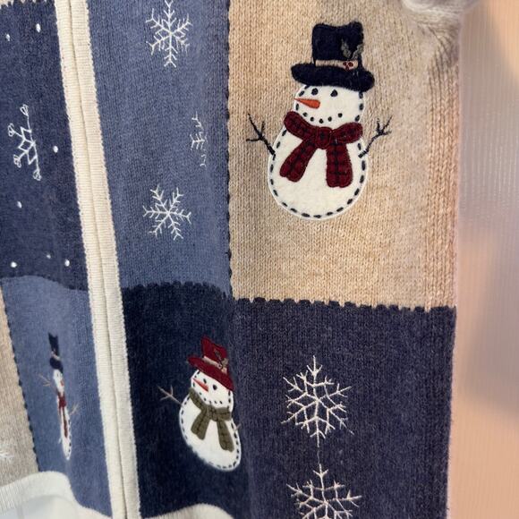 Vintage Croft & Barrow Full Zip Winter Sweater Size L Holiday Christmas Snowman - Picture 9 of 10